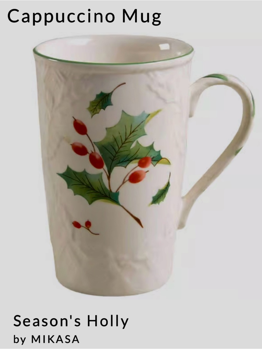 Mikasa “Season’s Holly”, (4) mugs/plates Holiday Accent to “English Countryside”